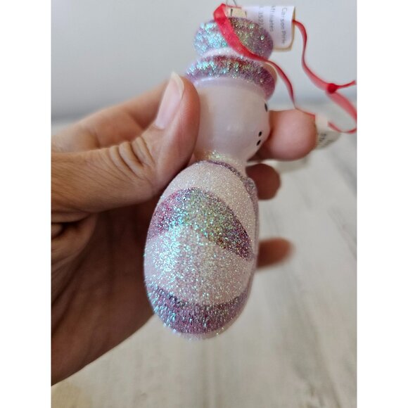 Living quarter snowman peppermint glitter ornament Xmas tree sparkle ornament - Picture 7 of 10